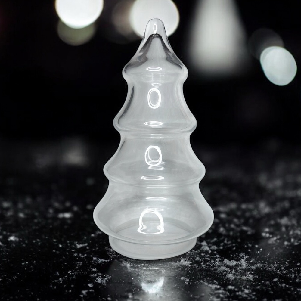 Vintage Clear Glass Libbey Christmas Tree Jar Holiday Decor Container